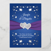 銀箔フローラ、結合ハート結婚の箔Inv 箔招待状 (正面)