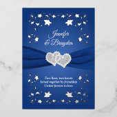 銀箔フローラ、結合ハート結婚ズ 箔招待状 (正面)