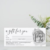 銀箔ブラシストロークのギフト証明書のロゴ (スタンド正面)