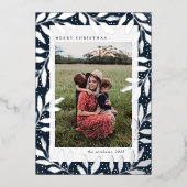 銀箔ブランチ3フォトクリスマス 箔シーズンカード (正面)