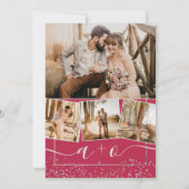 銀箔マゼンタフォトイニシャル結婚ズ 招待状 (裏面)