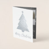 銀箔メリークリスマスツリーのフォトカード 箔カード (正面)