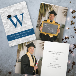 銀箔モノグラムモダンアルファベットWフォトグラード 招待状