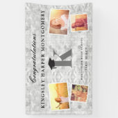 銀箔モノグラム4フォトグラースタイリッシュドパーティー 横断幕 (縦)