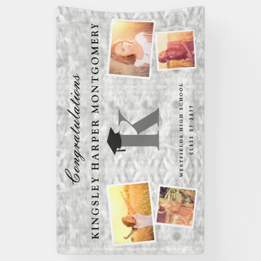 銀箔モノグラム4フォトグラースタイリッシュドパーティー 横断幕 (縦)