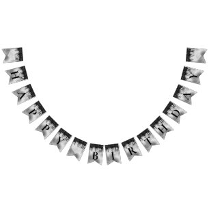 銀箔及び黒滴グリッター誕生日 バンティングフラッグ