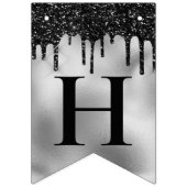 銀箔及び黒滴グリッター誕生日 バンティングフラッグ (第2の旗)