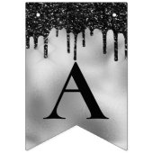 銀箔及び黒滴グリッター誕生日 バンティングフラッグ (第3の旗)