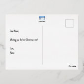 銀箔押しの冬のクリスマス ポストカード (裏面)