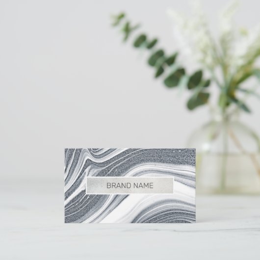 銀箔抽象芸術カスタムロゴ名刺 名刺 (スタンド正面)