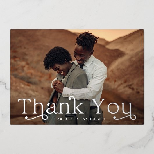 銀箔結婚の写真サンキューカード 箔招待状 (正面)