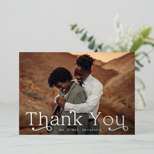 銀箔結婚の写真サンキューカード 箔招待状 (立ち正面)