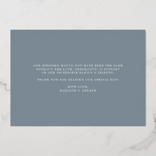 銀箔結婚の写真サンキューカード 箔招待状 (裏面)