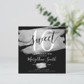銀箔絵を描スイート16誕生日ブラック  招待状 (スタンド正面)