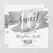 銀箔絵を描スイート16誕生日  招待状 (正面/裏面)