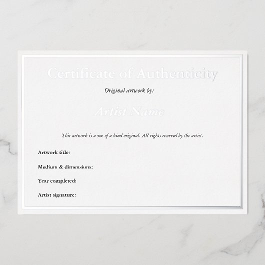 銀箔美術品証文 箔招待状 (正面)