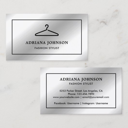 銀箔衣フェイク服掛けファッションスタイリスト 名刺 (正面/裏面)