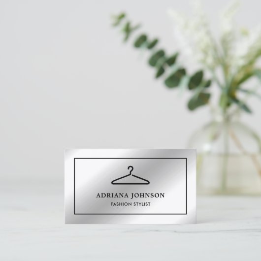 銀箔衣フェイク服掛けファッションスタイリスト 名刺 (スタンド正面)
