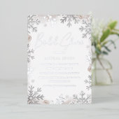 銀箔赤面冬季スノーフレークブライダルシャワー 箔招待状 (立ち正面)