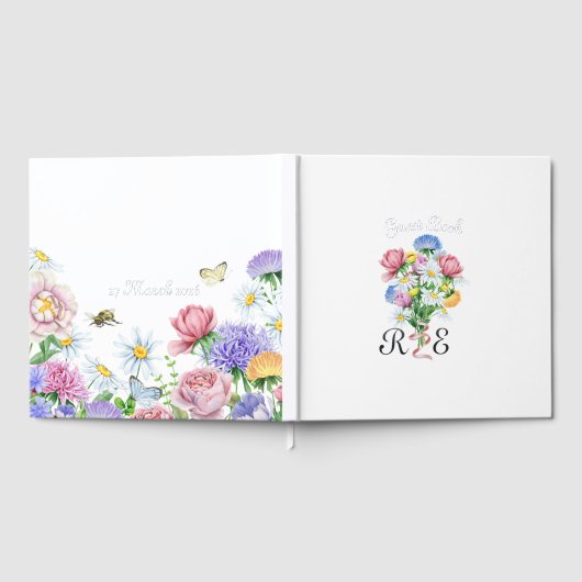 銀箔野の花ガーデンウェディングスプリング フローラ ゲストブック (全面)