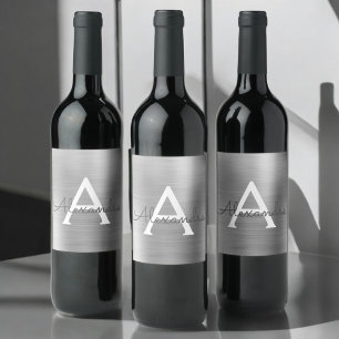 銀箔金属金属モノグラム ワインラベル