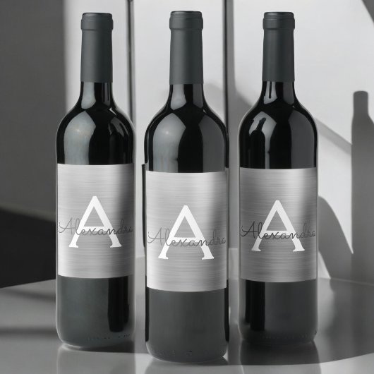 銀箔金属金属モノグラム ワインラベル