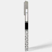 銀箔黒白ギリシャ語鍵モノグラム Case-Mate iPhoneケース (裏面 / 左)