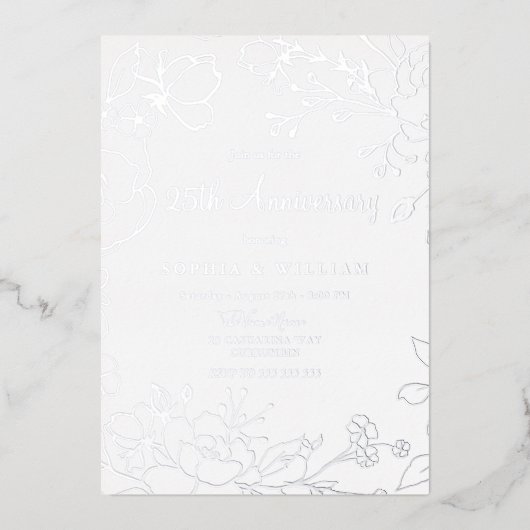 銀箔 25周年 結婚記念日 箔招待状 (正面)