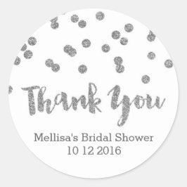 銀紙吹雪ブライダルシャワーメッセージカード ラウンドシール