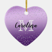 銀紙吹雪紫モノグラグラデーションム セラミックオーナメント (正面)