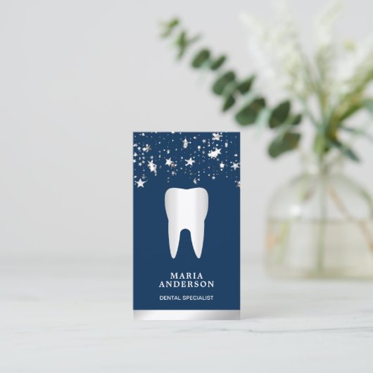 銀紙吹雪銀歯歯科診療歯科医 名刺 (スタンド正面)