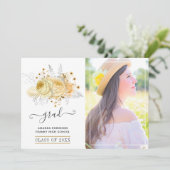 銀素朴と金ゴールドのフローラ卒業写真 案内状 (スタンド正面)