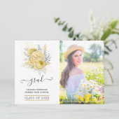 銀素朴と金ゴールドのフローラ卒業写真 案内状 (スタンド正面)