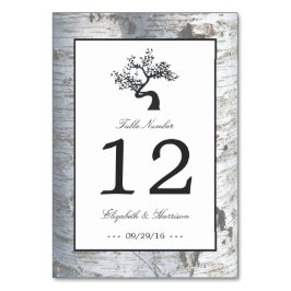 銀素朴樺の木の結婚木のテーブル番号 テーブルナンバー