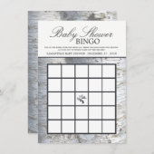 銀素朴樺の木ツリー赤ちゃんシャワービンゴ 招待状 (正面/裏面)