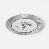 銀素朴樺の木ツリー赤ちゃんシャワー ペーパープレート (アングル)