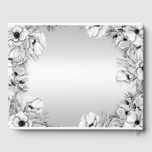 銀素朴白アネモネ金ゴールド幾何学模様結婚 ゲストブック (裏面)