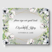 銀素朴白アネモネ金ゴールド幾何学模様結婚 ゲストブック (正面)