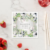 銀素朴白アネモネ金ゴールド幾何学模様結婚 スタンダードカクテルナプキン (インサイチュ)