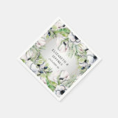 銀素朴白アネモネ金ゴールド幾何学模様結婚 スタンダードカクテルナプキン (角)