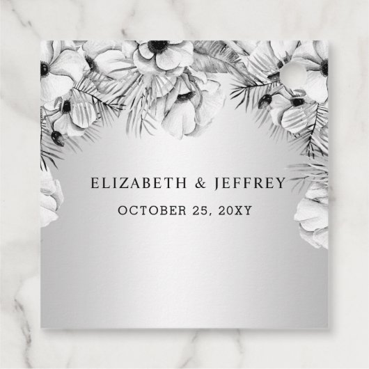 銀素朴白アネモネ金ゴールド幾何学模様結婚 フェイバータグ (裏面)