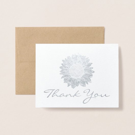 銀素朴箔ひまわり結婚の感謝 箔カード (封筒付き正面)
