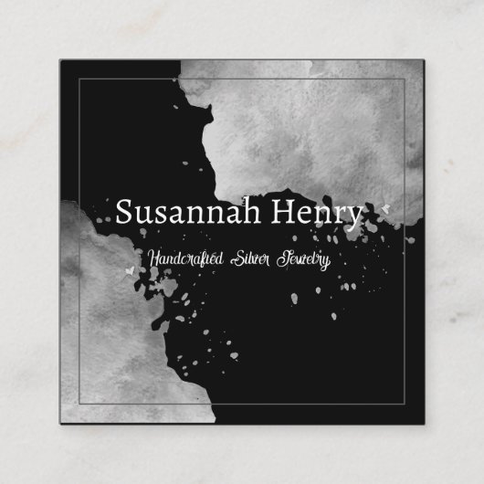 銀素朴黒手作りジュエリー スクエア名刺 (正面)