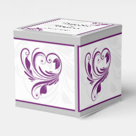 銀紫フローラスクロール結婚式の引き出物箱 フェイバーボックス