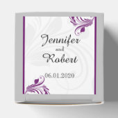 銀紫フローラスクロール結婚式の引き出物箱 フェイバーボックス (上部)
