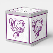 銀紫フローラスクロール結婚式の引き出物箱 フェイバーボックス (裏面サイド)