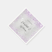 銀紫結婚のキラキラ スタンダードカクテルナプキン (角)