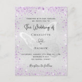 銀紫色の蝶のエレガントな結婚式 インビテーションポストカード (正面)