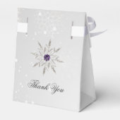 銀紫色の雪の結晶ブライダルシャワーの箱 フェイバーボックス (裏面サイド)