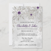 銀紫雪の冬の結婚式 招待状 (正面)